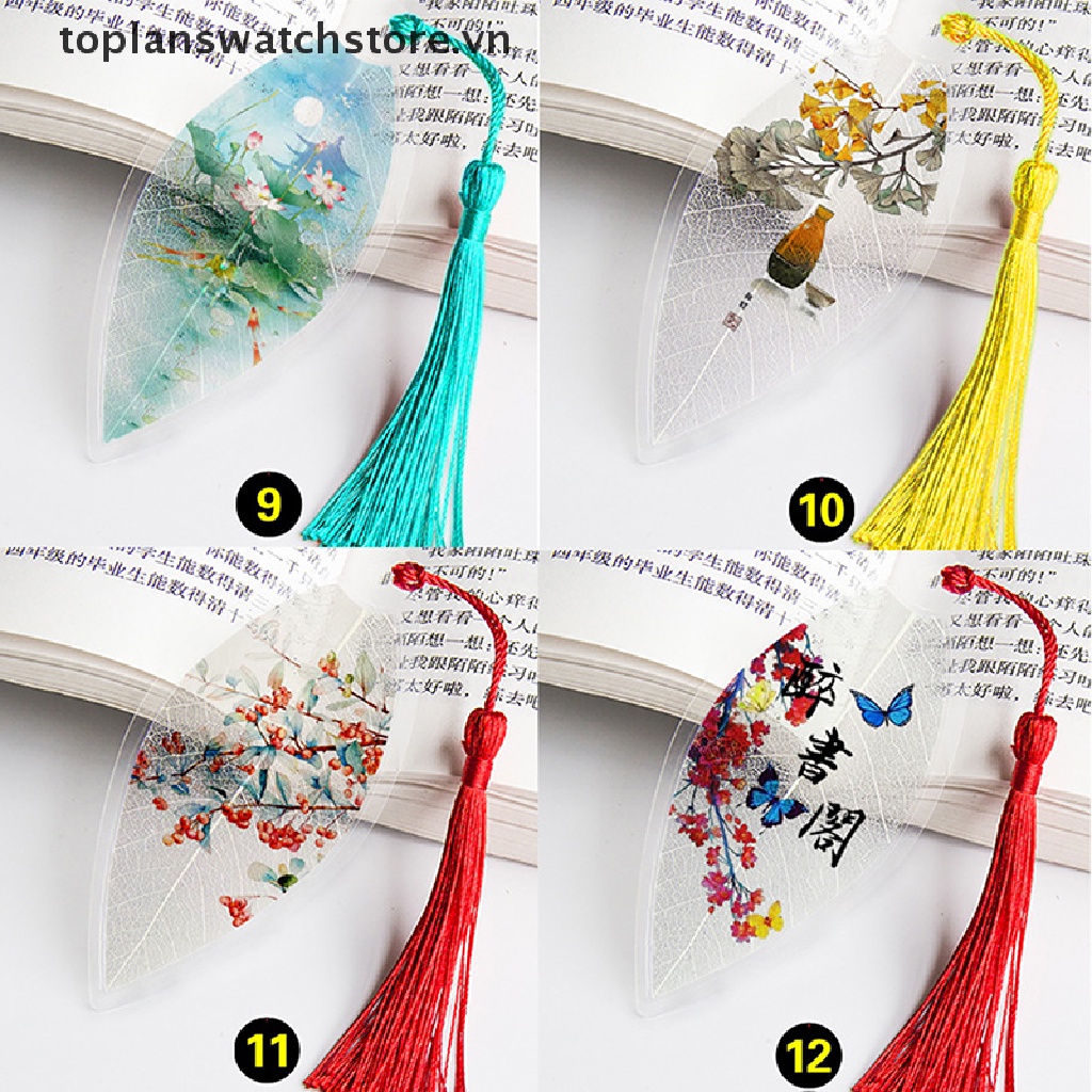 [toplanswatchstore] Bookmark Màu Hồng Hình Lá Cây Phong Cảnh Trái Tim Phong Cảnh Cổ Điển Cho Nữ