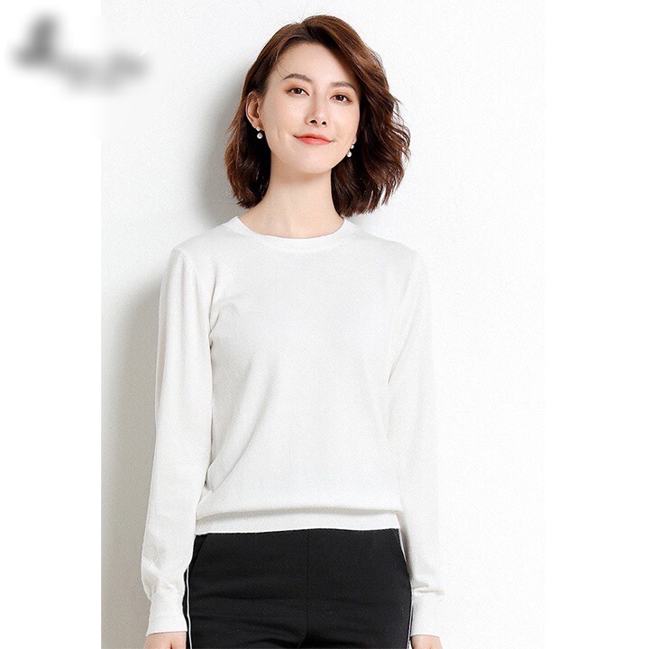 Áo len dài tay, áo len nữ cổ tròn bo gấu nhiều màu nhiều size hàng Quảng Châu