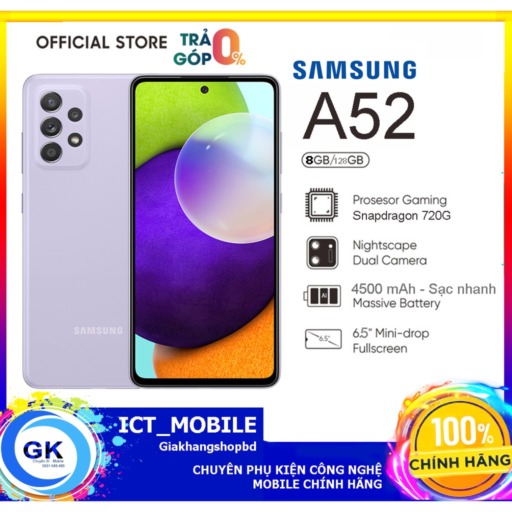[Nguyên Seal] Điện thoại Samsung Galaxy A52 (8GB/128GB) - Hàng Chính Hãng