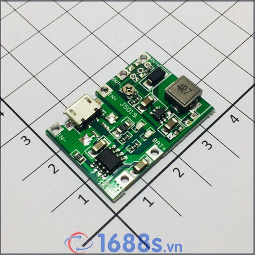 Mạch sạc pin 18650 TC4056 1S tích hợp Mạch tăng áp 2A từ 3.5V lên 25V - 1688s.vn