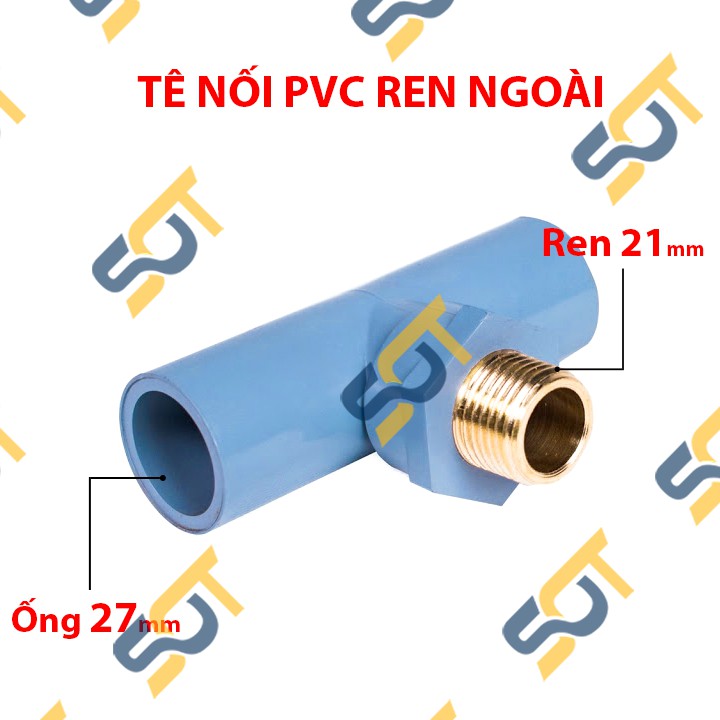 [TÊ NHỰA PVC] Ren ngoài (BSP hệ G) bằng đồng, kết nối cho ống nhựa PVC trơn dán - Chất liệu nhựa nguyên sinh