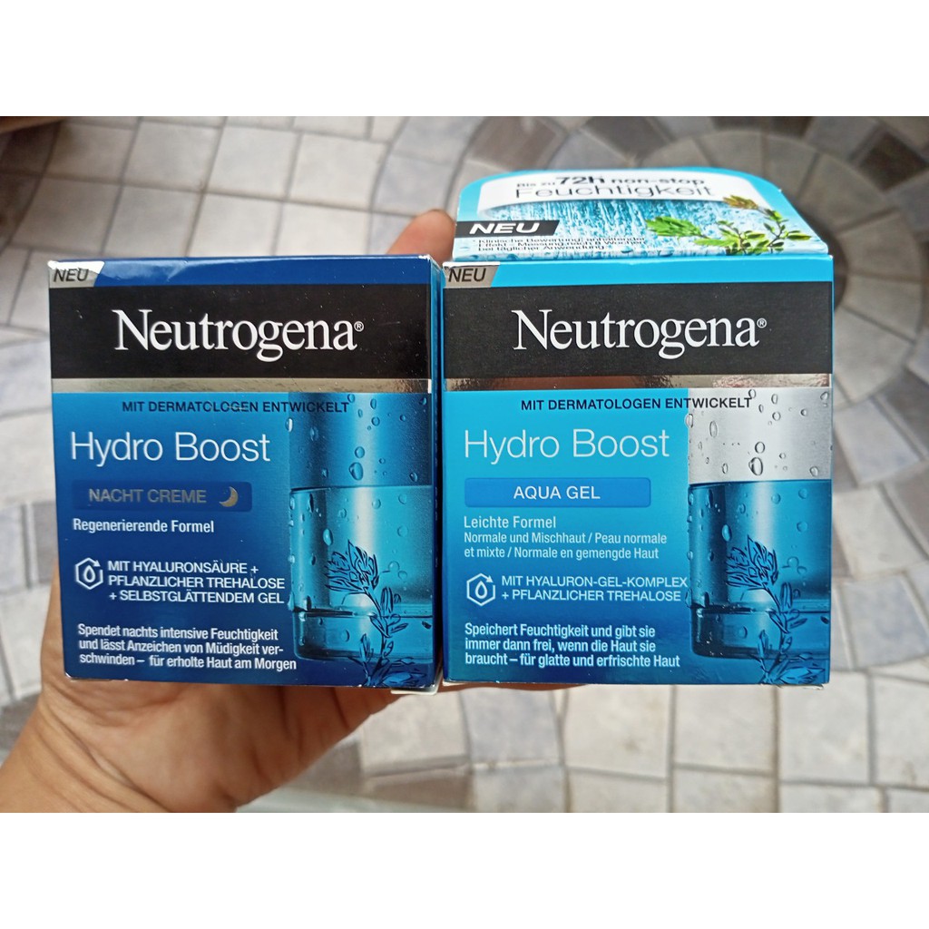 Bộ Kem Dưỡng Ẩm, Cấp Nước Ngày và Đêm Cho Da Khô Neutrogena Hydro Boost Aqua Cream -  Đức