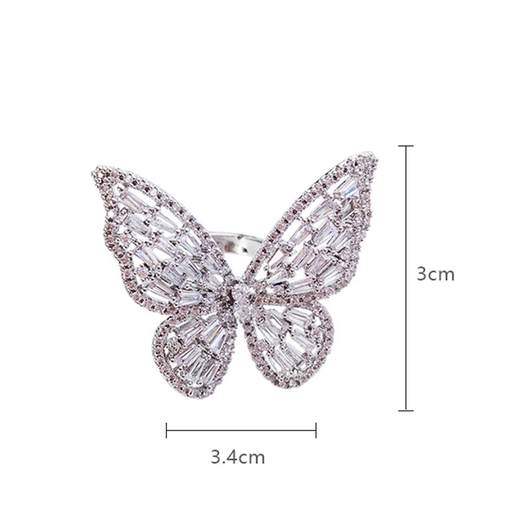 Nhẫn Hình Bướm Đính Đá Zircon Lấp Lánh Xinh Xắn