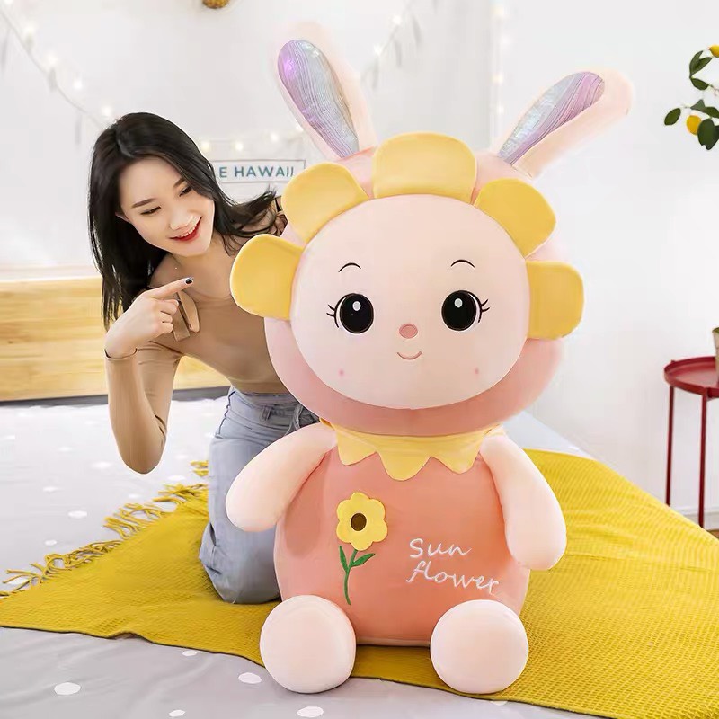 Gấu bông thỏ nhồi bông cho bé hoa mặt trời thỏ bông sun flower mềm mịn cute dễ thương