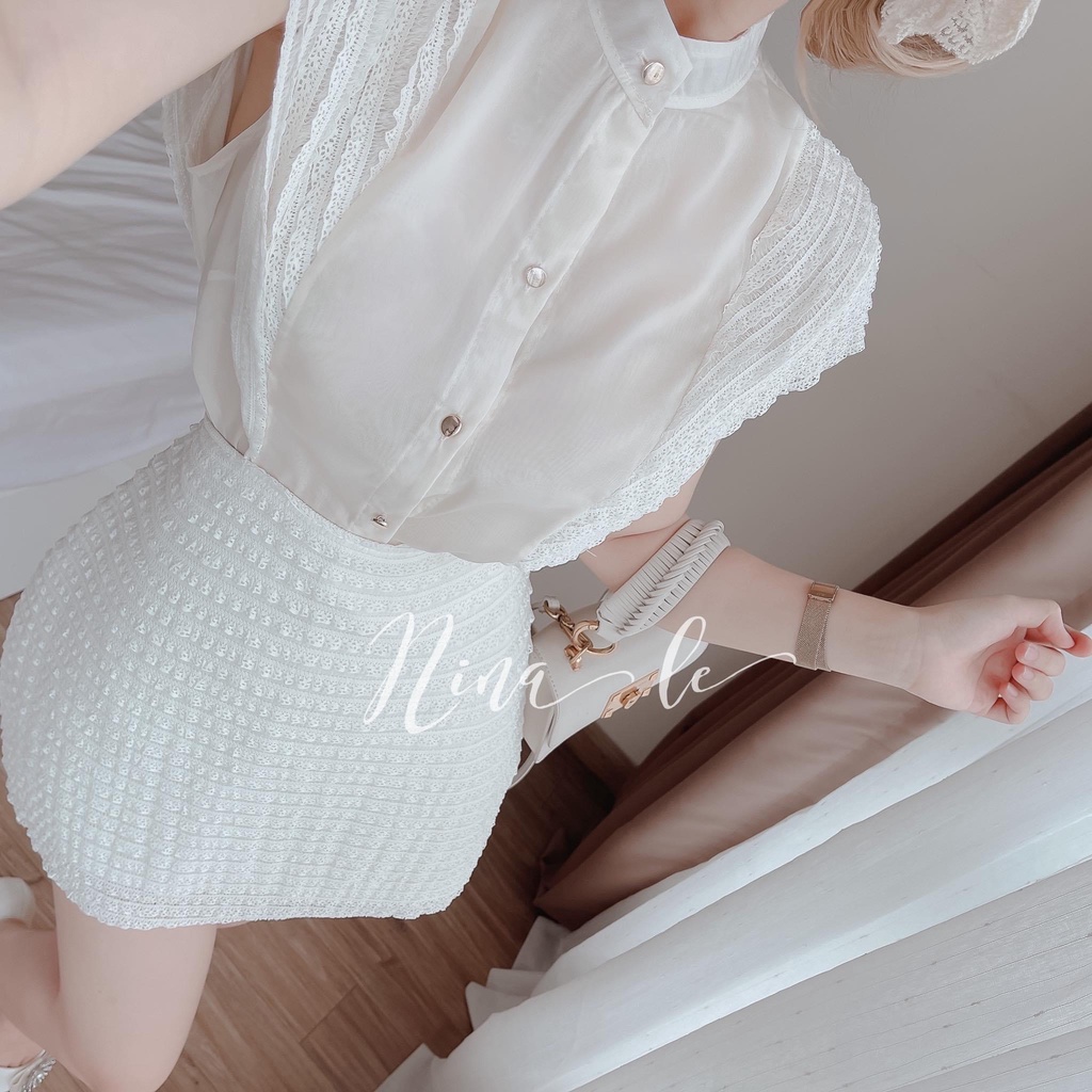 Set đồ nữ áo sơ mi kèm chân váy ngắn công sở đi làm dự tiệc hẹn hò dạo phố HATI