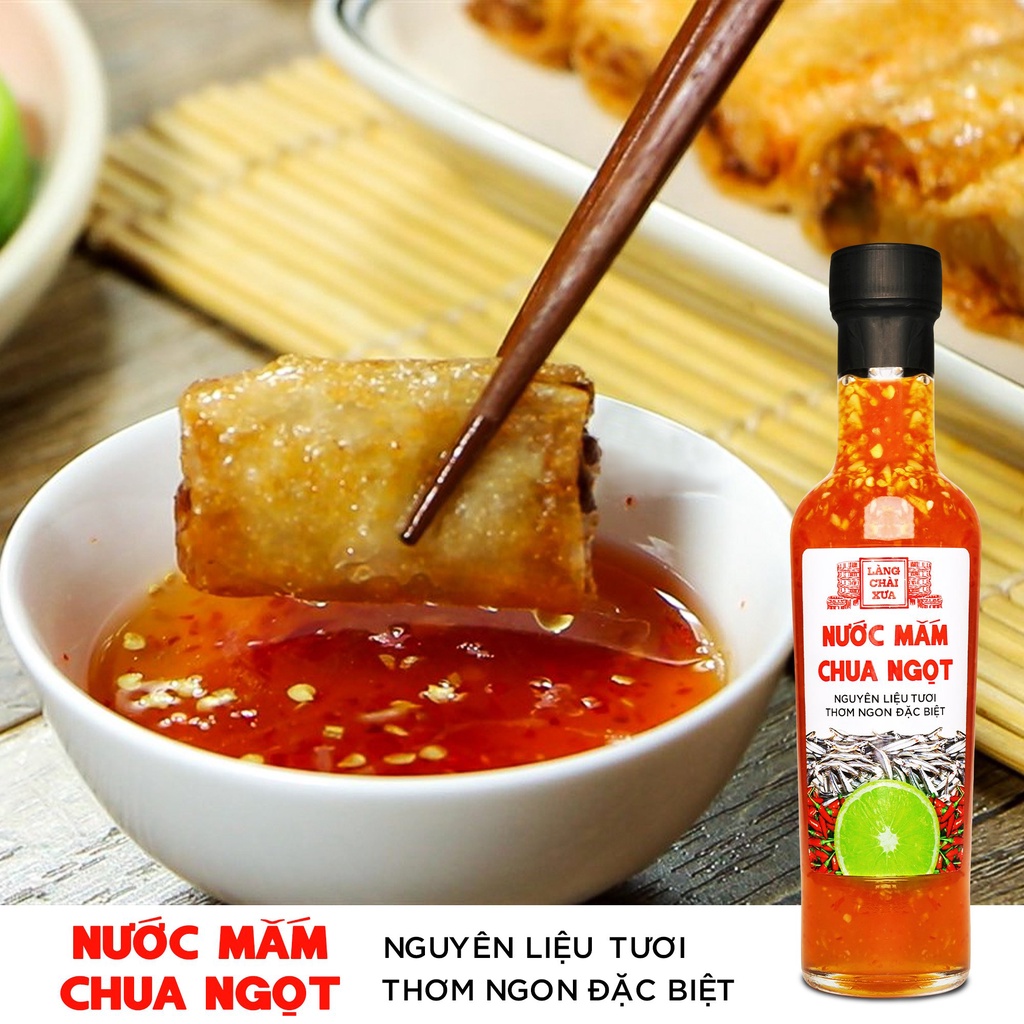 [COMBO 4 CHAI] Nước mắm chua ngọt cao cấp Làng Chài Xưa, nguyên liệu tươi, thơm ngon đặc biệt, pha sẵn từ chanh tỏi ớt