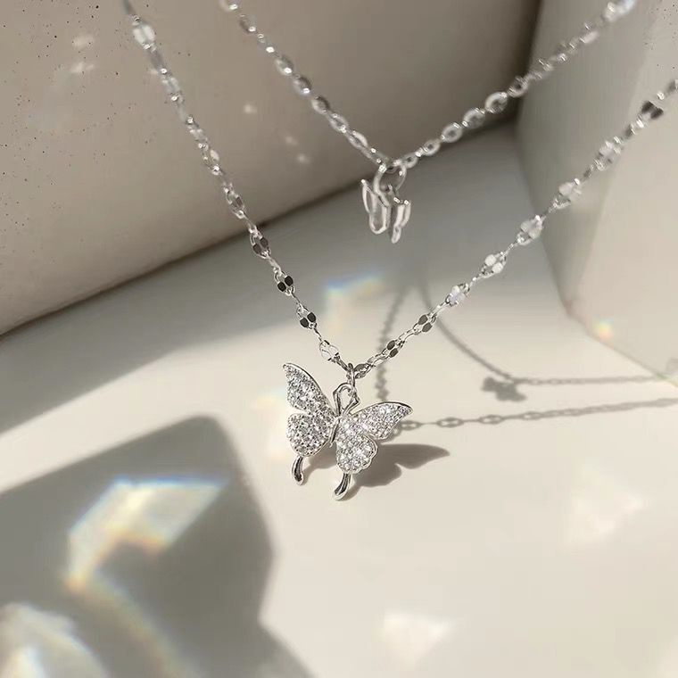 Đôi Khuyên Tai Dây Xích Kim Loại Mặt Hình Bướm Thanh Lịch Thời Trang Hàn Quốc Cho Nữ