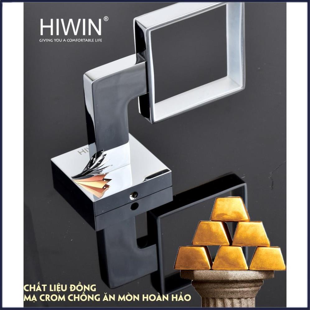 Kệ cốc đơn đựng bàn chải nhà tắm cạnh vuông đồng mặt gương cao cấp HIWIN Y-1202