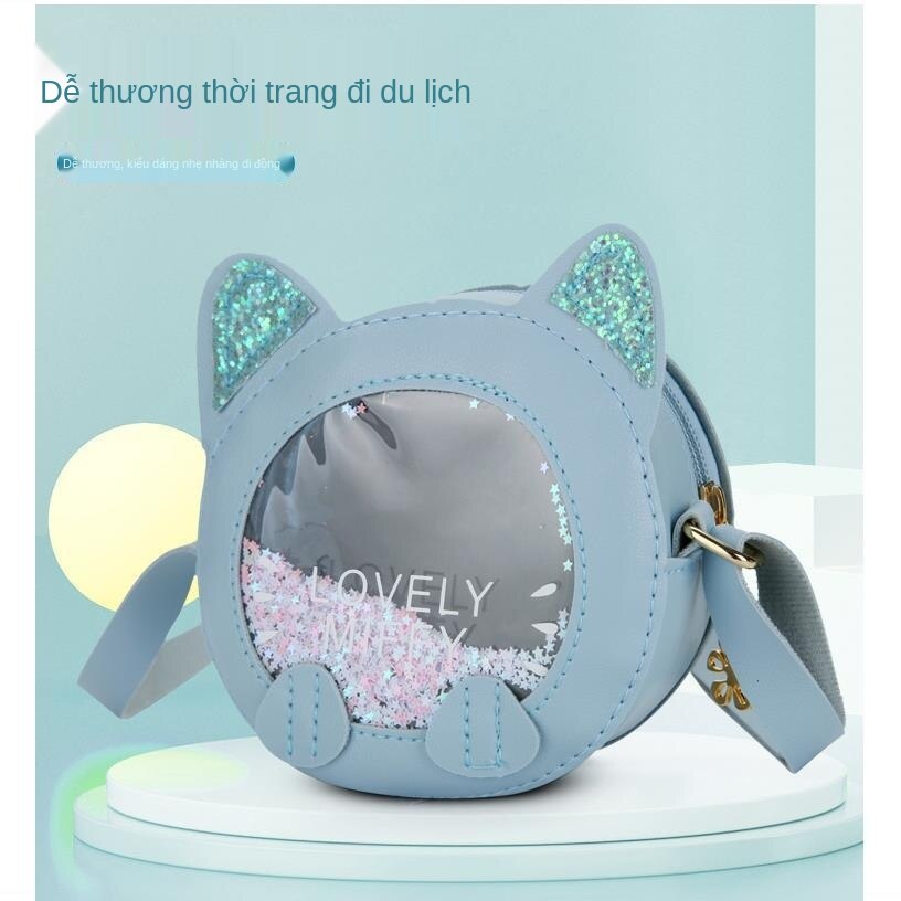 Ready shtock ☆Dễ Thương Cát Mèo Kitty Trẻ Em Túi Đeo Vai Mini Mới Phim Hoạt Hình Hoang Dã Đi Ra Ngoài Thay Đổi Túi MessengerPurse for Girls