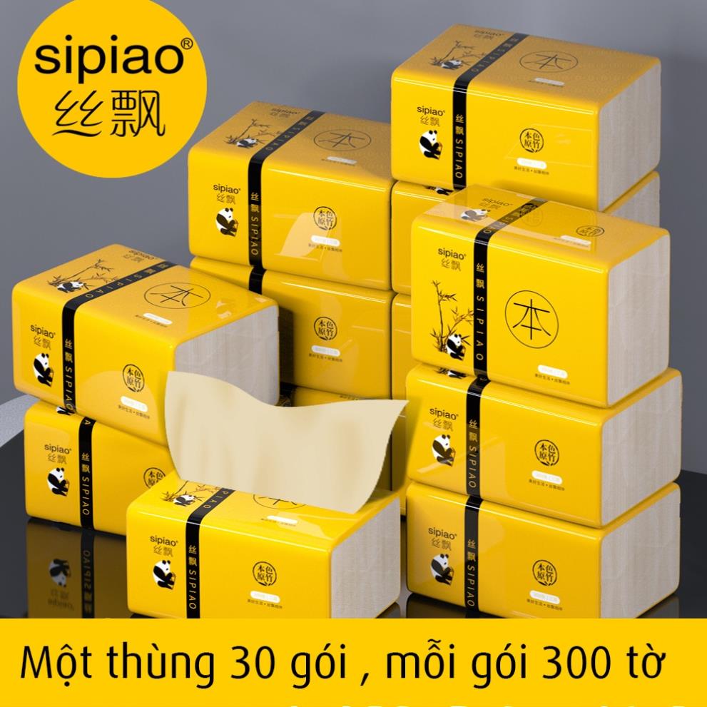 Giấy ăn gấu trúc Sipao gói 300 tờ siêu dai mềm mịn không tẩy trắng