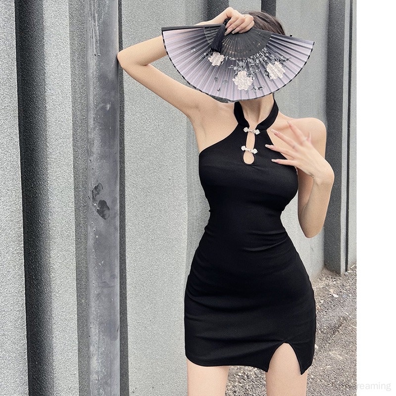 Váy Đầm Sát Nách Hở Lưng Màu Sắc Thanh Lịch Nữ