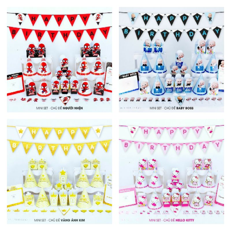 Bộ Trang Trí Bàn Tiệc Sinh Nhật Chibi Set