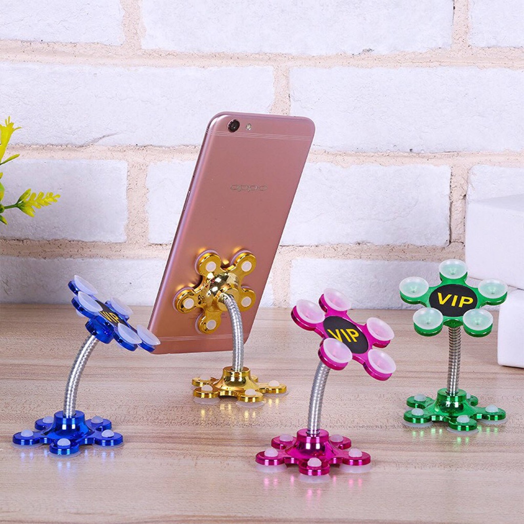 Giá Đỡ Điện Thoại Hút Chân Không Hình Bông Hoa Xoay 360, Mọi Tư Thế, Siêu Chắc Chắn - Dùng Trên Mặt Bàn, Ô Tô