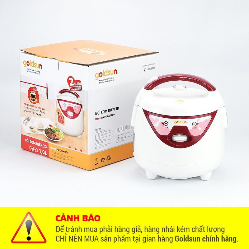 Nồi cơm điện 3D Goldsun ARC-GW100 dung tích 1L với thiết kế nhỏ gọn, tinh tế