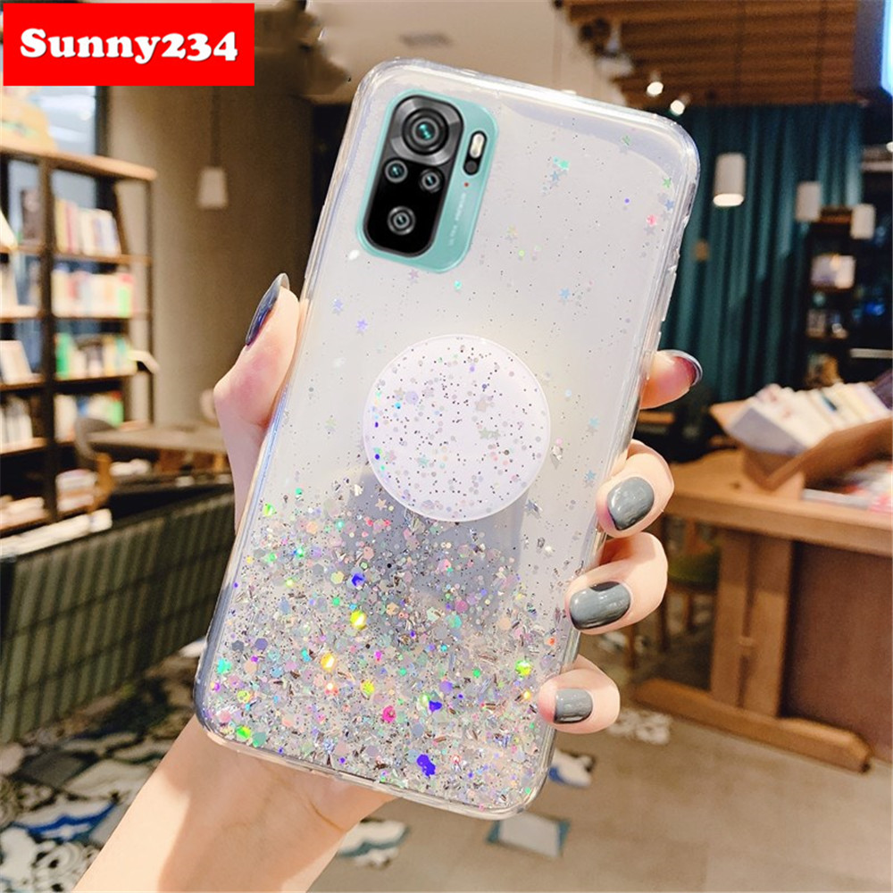 Ốp điện thoại mềm lấp lánh có giá đỡ cho Redmi Note 10 Pro Redmi 9c Poco M3 X3 Nfc Redmi 9 9a