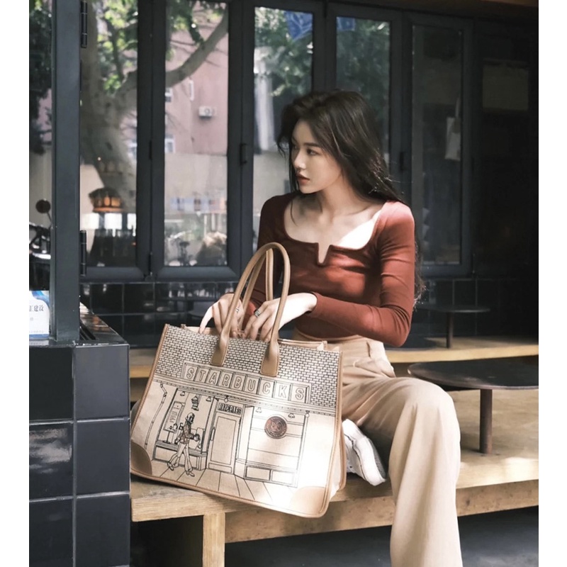 D34 Túi xách bản to starbucks kiểu dáng trẻ trung