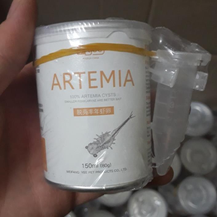 Artemia sấy khô hộp 150ml (80g)- thức ăn cho cá cảnh-tặng kèm ống cho ăn nhỏ giọt