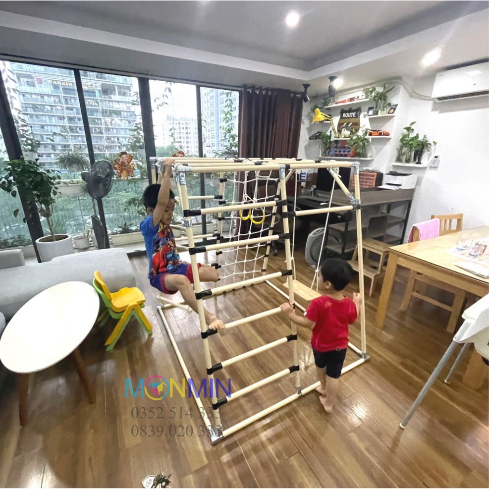 Xà đu đa năng Satech - Khung vận động cho bé - Hình hộp thang cân - Bộ cao 1.8m: Trò chơi 1 3 4 5 7