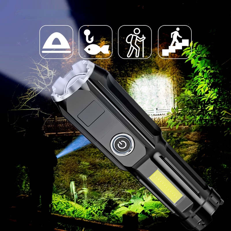 Đèn pin LED 4 chế độ sạc USB