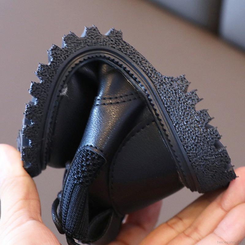 Giày bốt da đế mềm chống trượt kiểu dây thắt thời trang mùa đông dành cho bé gái