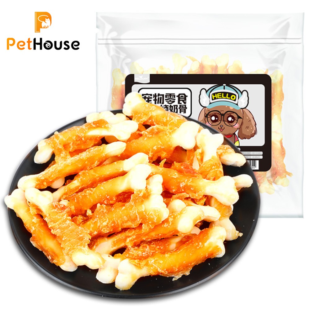 Bánh thưởng cho chó Hello joy (Gà bọc xương sữa) (360gr/túi) Đồ ăn cho chó mèo thú cưng