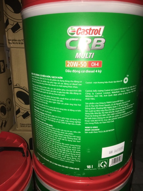 Nhớt Castrol CRB MULTI 20w50/18l CH-4