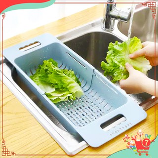 Rổ nhựa ráo nước gác bồn rửa chén có thể kéo dài - Tiện lợi