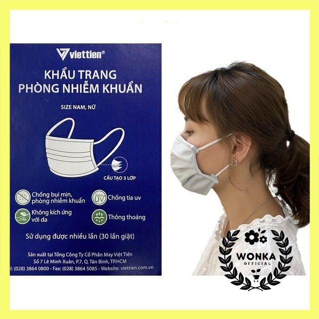 Khẩu trang kháng khuẩn Việt tiến (30l giặt)