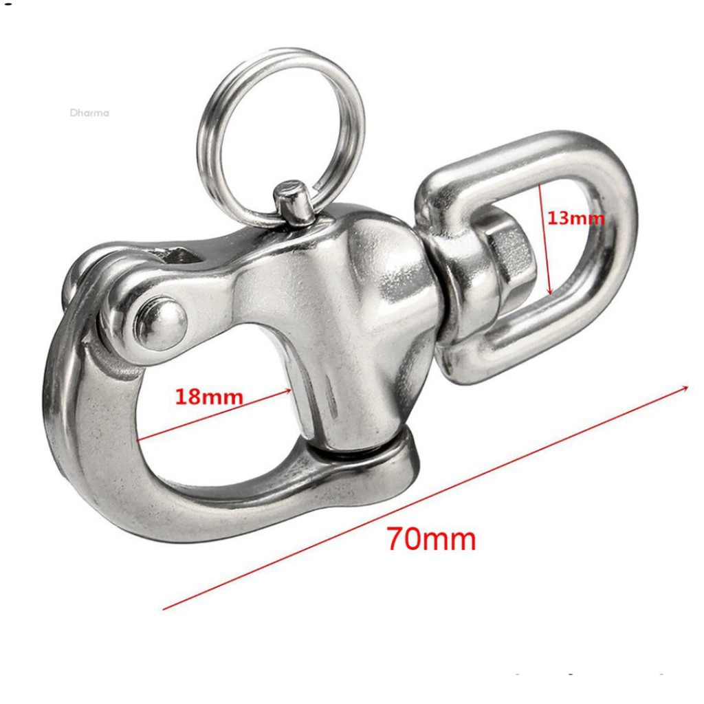 Móc khóa cài hình mỏ neo bằng thép không gỉ 316 kích thước 70mm chịu cân nặng tối đa 1800kg