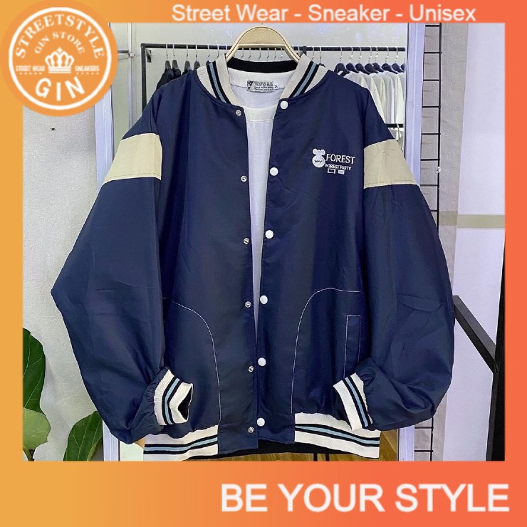 Áo bomber dù 2 lớp FOREST áo bóng chày form nam nữ oversize Unisex - GIN STORE