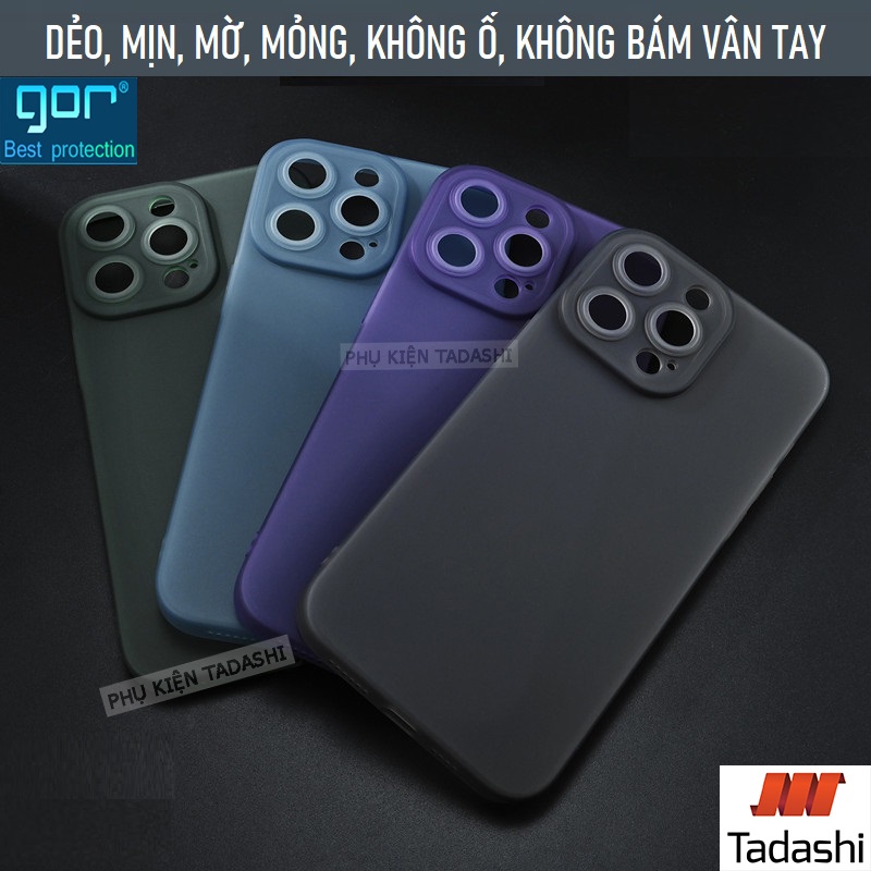 Ốp Lưng Dẻo Màu Gor IPhone 13 Pro Max/ 13/ 13Pro, IP 12/ 12 Pro/ 12 ProMax/ 14/14 Pro Mỏng Mịn, Bảo Vệ Camera - Hãng Gor