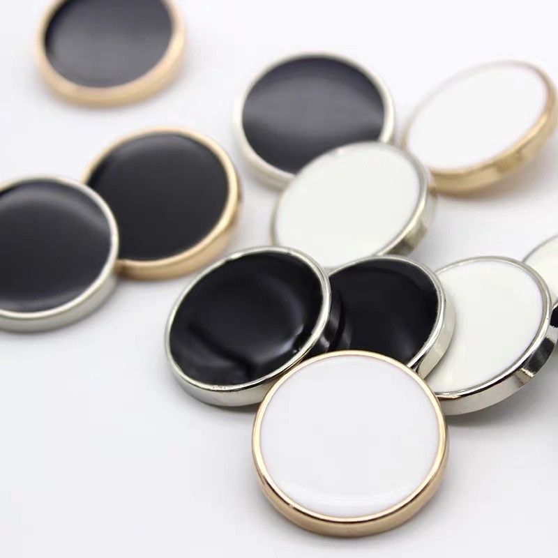 10 cái / lốc Nút kim loại màu đen tròn cho áo sơ mi Thời trang Nút bấm 20mm Đồ trang trí cho quần áo Phụ kiện may Nút áo