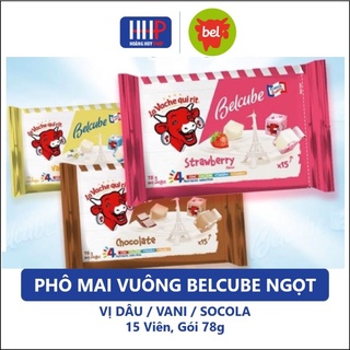 phô mai vuông belcube ngọt 3 vịDâu,Socola,Vani