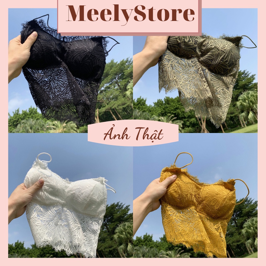 Áo Bralete Ren 2 Dây Sexy Cao Cấp Có Đệm Mút Nâng Ngực Dáng Crotop Hot Siêu Tôn Vòng 1 Ren Lưới Mềm Mại Co Giãn -9936