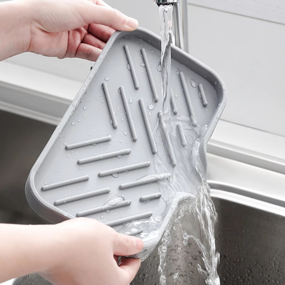 Khay Đựng Xà Phòng Bằng Silicone Thoát Nước Tiện Dụng Cho Nhà Bếp