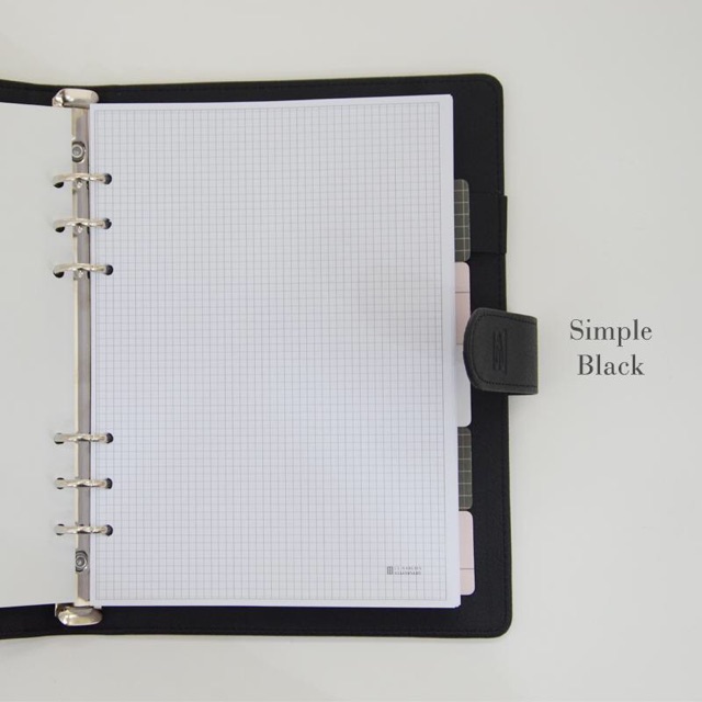 Sổ bìa còng giấy kẻ ô vuông size A5 (ghi chú, học tập, bullet journal)