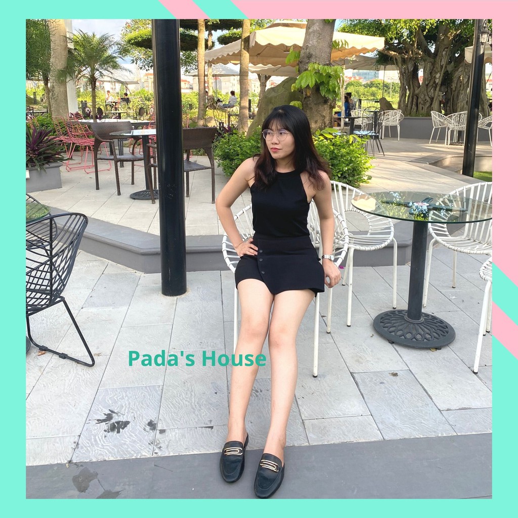 Quần giả váy chữ A đính cúc, quần váy đen, co giãn, trẻ trung [CV1] | BigBuy360 - bigbuy360.vn