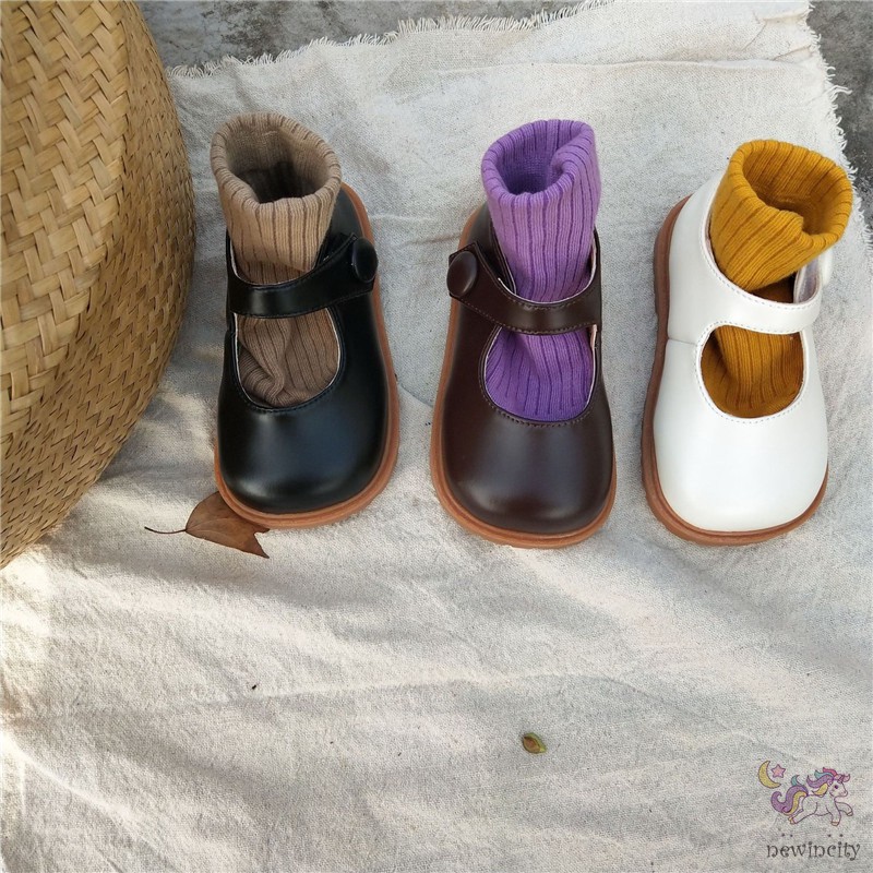 Giày da đế mềm mại phong cách Hàn Quốc retro thời trang dành cho bé gái