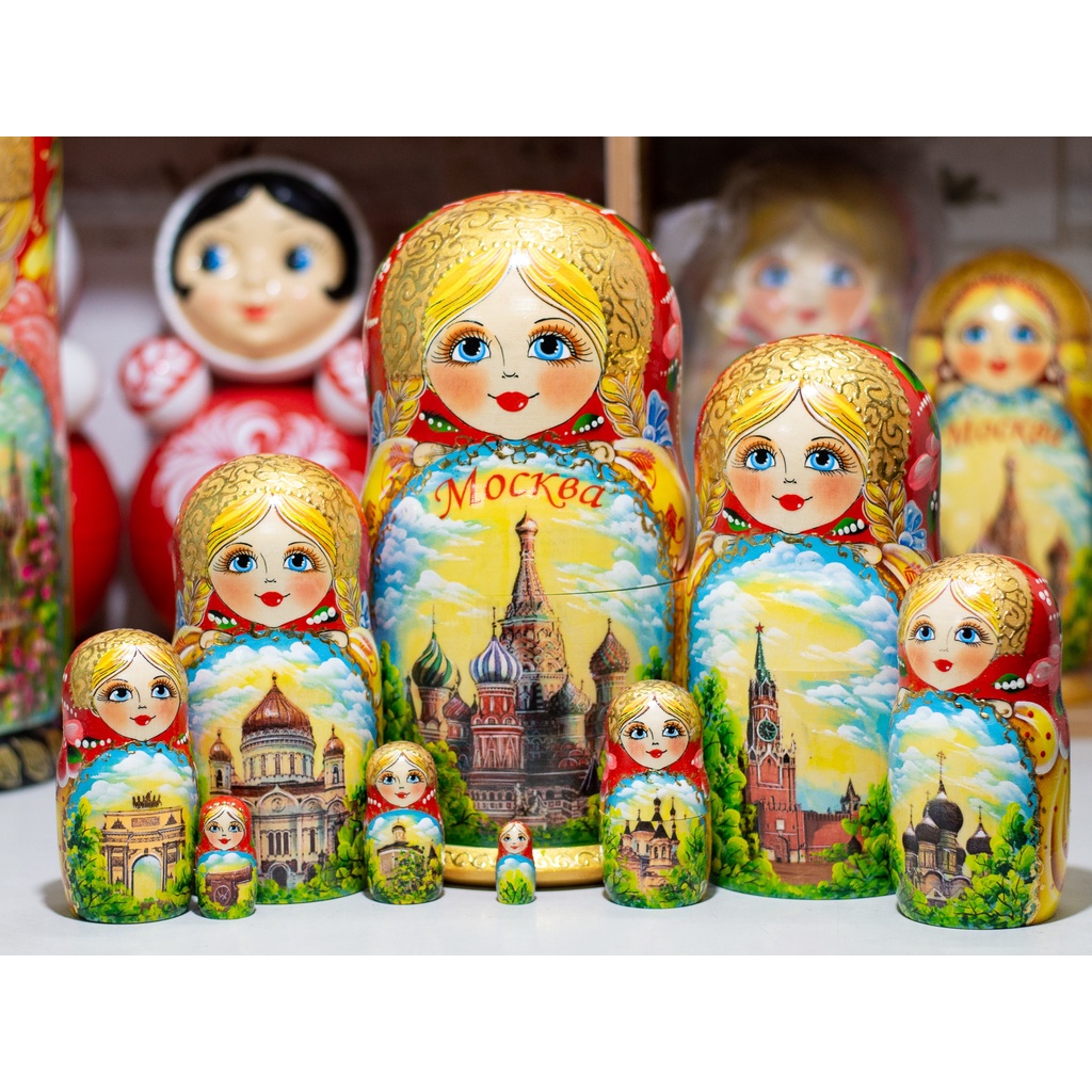(CÓ VIDEO CỰC ĐẸP) BỘ BÚP BÊ NGA MATRYOSHKA 10 LỚP &quot;PHONG CẢNH MATXCOVA&quot; CỰC ĐẸP VÀ SANG TRỌNG