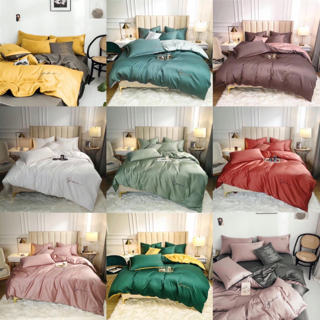 Bộ Chăn Ga Gối Cotton Sateen Đơn Sắc Đủ Kích Thước Trải Đệm 1m, 1m2, 1m4, 1m6, 1m8, 2m2 | BigBuy360 - bigbuy360.vn