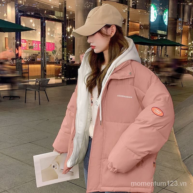 Áo khoác phao cotton dáng rộng phong cách Hàn Quốc thời trang thu đông cho nữ 2021