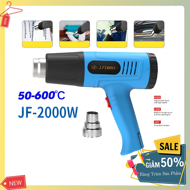 Máy khò nhiệt công suất lớn 2000W JFTOOIS dán màng co decal, đóng hàng hóa