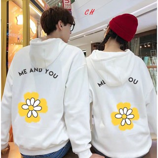 Combo 2 áo đôi nỉ mũ thu đông dài tay ME AND YOU