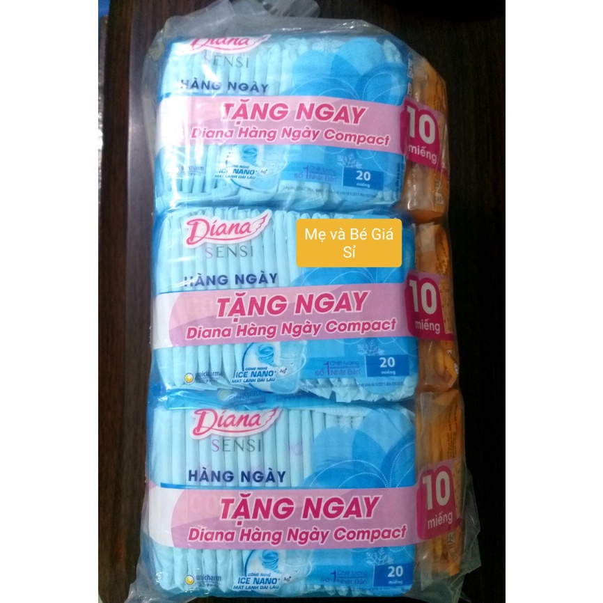 {ẢNH THẬT} (2 TẶNG 1- MIẾNG NHÒ)-COMBO 6 GÓI BĂNG VỆ SINH DIANA HẰNG NGÀY SENSI COOL FRESH (GÓI 20 MIẾNG)