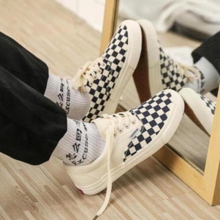 Giày thể thao vans caro buộc dây QC, giày bata van caro classic nam nữ full box