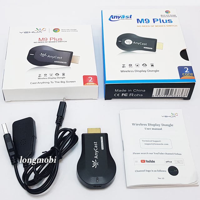 HDMI KHÔNG DÂY ANYCAST M9 PLUS FULLHD 1080P - HỘP XANH