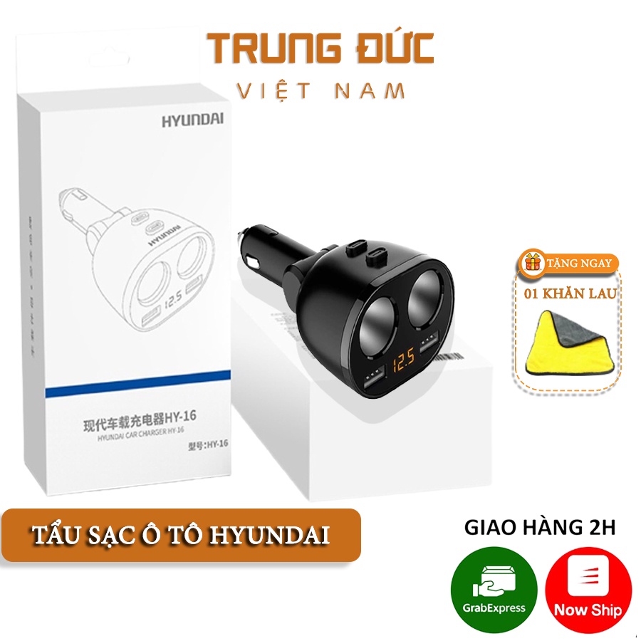 Tẩu sạc Ô tô xe hơi TRUNGDUCVN QC 3.0 HYUNDAI, tẩu chia sạc nhanh dùng cho tất cả các loại xe