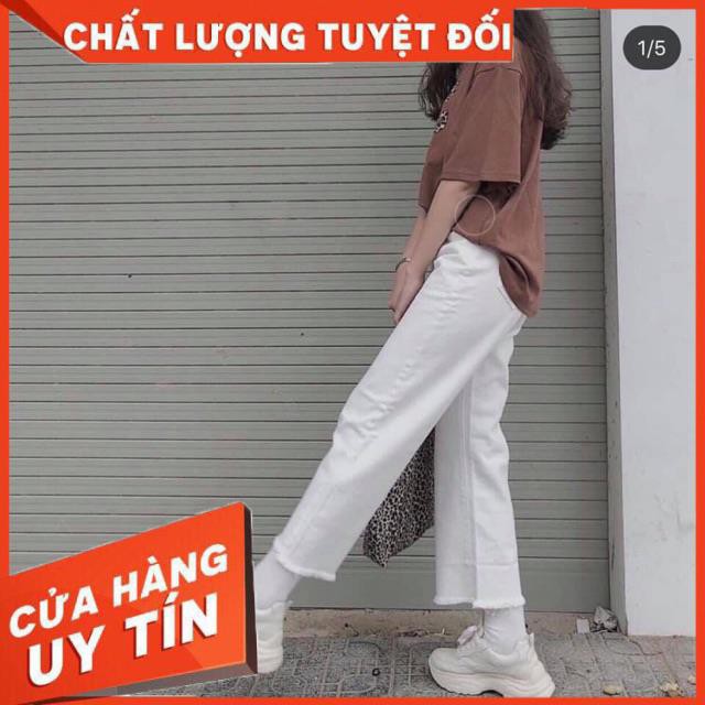 Quần Baggy jeans ống rộng trắng- cullotes trắng