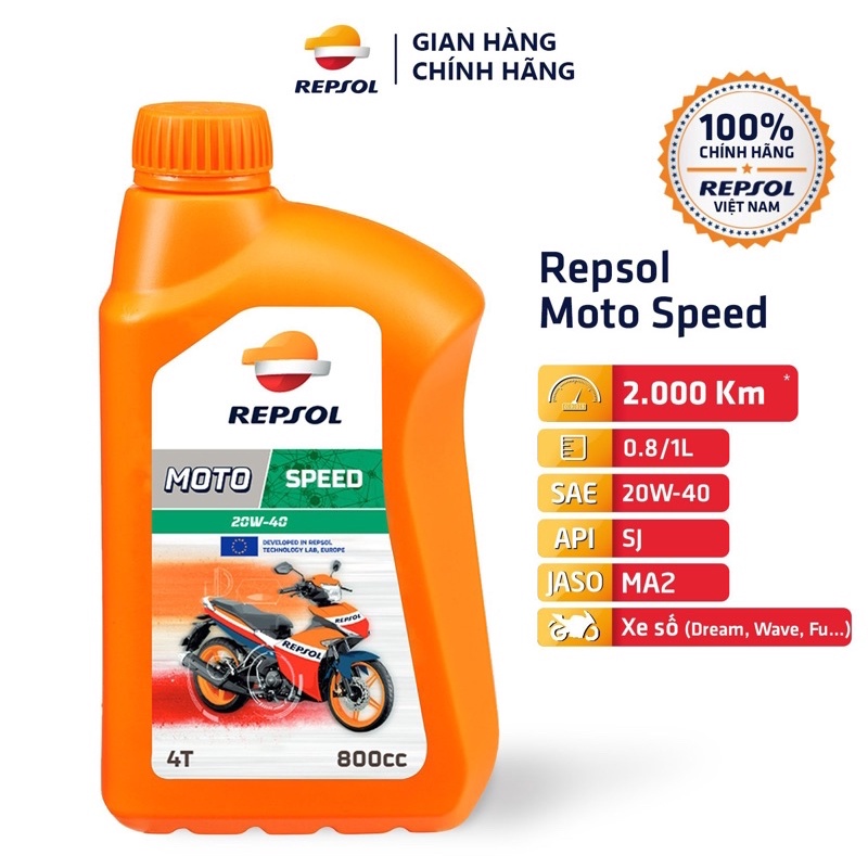 Nhớt Xe Số Repsol Rider 4T 20w40 800-1L