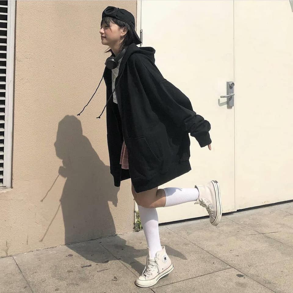 Áo khoác nữ hoodie nỉ trơn from rộng unisex mặc đôi đẹp giá rẻ G052 | BigBuy360 - bigbuy360.vn